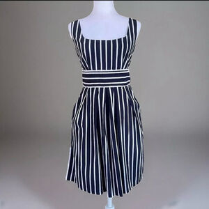 Corey P Navy White Striped A Line Dress Size 10